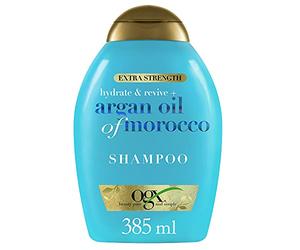 OGX Extra Strength Hydrate and Revive Argan Oil of Morocco Shampoo (385 ml), champú con aceite de argán de Marruecos, champú sin sulfatos ni parabenos para cabello seco y dañado