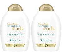 OGX Quenching + Coconut Curls Shampoo, champú para pelo rizado con aceite de coco, cítricos y miel dulce, champú hidratante para ondas y rizos, sin sulfatos ni parabenos, 1 x 385 ml (Paquete de 2)