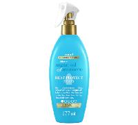 OGX Shine + Argan Oil of Morocco Spray Heat Protect (177 ml) protector térmico para el pelo con Aceite de argán de Marruecos, protector de calor hasta 230 °C, tratamiento hidratante para el cabello