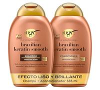 OGX Straightening+ Brazilian Keratin Champú y Acondicionador, 385 ml, 2 uds