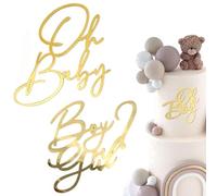 Oh Baby Cake Topper Oro Acrílico,Cake Decoración,Accesorio de Pastel Decoración,baby Shower Productos para Fiesta de Genero,Pañales Gender Reveal Decoración de Fiesta Decoración para Baby Shower