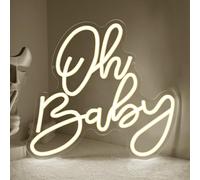 Oh Baby Letrero de Neon,Oh Bebe Señal de Neón Decoracion para Habitación Infantil Fiesta Cumpleaños Club,Blanco Cálido Luces LED Regulable Regalo para Hombres Mujeres Alimentado por USB（14.2"*13"）
