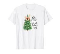 Oh Come, Let Us Adore Him, Cute Watercolor Church Christmas Camiseta