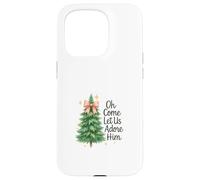 Oh Come, Let Us Adore Him, Cute Watercolor Church Christmas Carcasa para iPhone 15 Pro