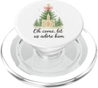 Oh Come, Let Us Adore Him, Watercolor Church Christmas PopSockets PopGrip para MagSafe