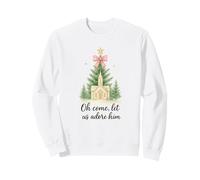 Oh Come, Let Us Adore Him, Watercolor Church Christmas Sudadera