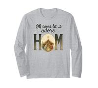 Oh Come Let Us Adore Him - Watercolor Nativity Christmas Manga Larga