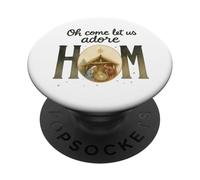 Oh Come Let Us Adore Him - Watercolor Nativity Christmas PopSockets PopGrip Adhesivo