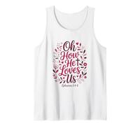 Oh Cómo Nos ama el día de San Valentín Cristiano Jesús Fe Camiseta sin Mangas