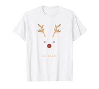 Oh Dear!, Navidad, Ciervo, Año Nuevo, Feliz, Diversión, Cuerno Rojo Camiseta gráfica económica, Hombre, Blanco, L