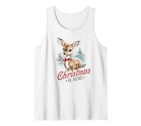 Oh Deer Christmas is Here, Lindo Animal de bambú Vintage de Invierno Camiseta sin Mangas