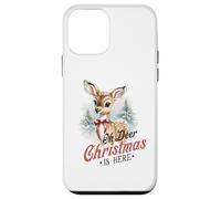 Oh Deer Christmas is Here, Lindo Animal de bambú Vintage de Invierno Carcasa para iPhone 12 Mini