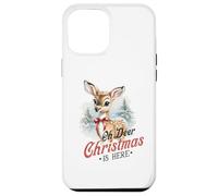 Oh Deer Christmas is Here, Lindo Animal de bambú Vintage de Invierno Carcasa para iPhone 12 Pro MAX
