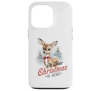 Oh Deer Christmas is Here, Lindo Animal de bambú Vintage de Invierno Carcasa para iPhone 13 Pro