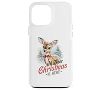 Oh Deer Christmas is Here, Lindo Animal de bambú Vintage de Invierno Carcasa para iPhone 13 Pro MAX