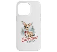 Oh Deer Christmas is Here, Lindo Animal de bambú Vintage de Invierno Carcasa para iPhone 14 Pro MAX