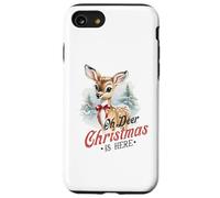 Oh Deer Christmas is Here, Lindo Animal de bambú Vintage de Invierno Carcasa para iPhone SE (2020) / 7/8