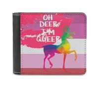 Oh Deer I Am Queer Gay LGBT - Cartera plegable para hombre con tarjetero de cuero
