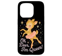 Oh Deer I'm Queer Cute Ballerina Pride Graphic Carcasa para iPhone 15 Pro