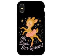 Oh Deer I'm Queer Cute Ballerina Pride Graphic Carcasa para iPhone X/XS