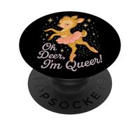 Oh Deer I'm Queer Cute Ballerina Pride Graphic PopSockets PopGrip Adhesivo