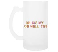 Oh Dios Mío Oh Demonios Sí Taza Transparente Con Mango De Cerveza De Vidrio