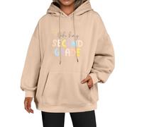 Oh Hey - Sudadera con capucha para mujer, de segundo grado, holgada, talla grande, bolsillos con cordón, para invierno, otoño, moderna, cómoda, casual, caqui, XXL