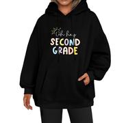 Oh Hey - Sudadera con capucha para mujer, de segundo grado, holgada, talla grande, bolsillos con cordón, para invierno, otoño, moderna, cómoda, casual, Negro, 5XL