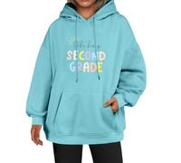 Oh Hey - Sudadera con capucha para mujer, de segundo grado, holgada, talla grande, bolsillos con cordón, para invierno, otoño, moderna, cómoda, casual, azul celeste, 5XL