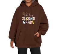 Oh Hey - Sudadera con capucha para mujer, de segundo grado, holgada, talla grande, bolsillos con cordón, para invierno, otoño, moderna, cómoda, casual, café, 4XL