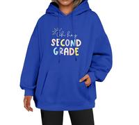 Oh Hey - Sudadera con capucha para mujer, de segundo grado, holgada, talla grande, bolsillos con cordón, para invierno, otoño, moderna, cómoda, casual, azul, S