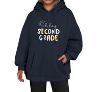 Oh Hey - Sudadera con capucha para mujer, de segundo grado, holgada, talla grande, bolsillos con cordón, para invierno, otoño, moderna, cómoda, casual, azul marino, 3XL