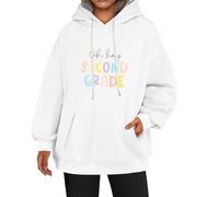 Oh Hey - Sudadera con capucha para mujer, de segundo grado, holgada, talla grande, bolsillos con cordón, para invierno, otoño, moderna, cómoda, casual, blanco, M