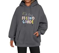 Oh Hey - Sudadera con capucha para mujer, de segundo grado, holgada, talla grande, bolsillos con cordón, para invierno, otoño, moderna, cómoda, casual, gris oscuro, 5XL