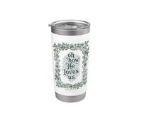 Oh How He Loves Us Efesios Cristiano Floral Verso Vaso térmico de acero inoxidable de doble pared