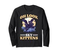 Oh Look Sky Kittens Bat amante de humor animal Manga Larga