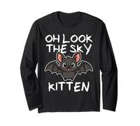 Oh Look The Sky Kitten - Juego de Palabras Kawaii para Halloween Manga Larga