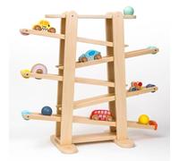 Oh My Baby Rampa de Madera para Coches y Bolas de Juguete, con vehículos incluidos, Pistas para Canicas