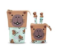 Oh My Pop! Capybara-Estuche Portatodo Cute + Bolígrafo de 10 Colores + Bolígrafo de Gel Borrable, Multicolor, 11,5 x 17 cm
