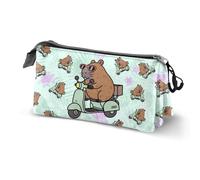 Oh My Pop Capybara-Estuche Portatodo Triple, Verde, 23 x 11 cm