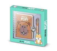 Oh My Pop Capybara-Pack de Diario A5 + Bolígrafo de 6 Colores, Multicolor