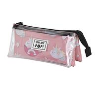 Oh My Pop! Cupnicorn-Estuche Portatodo Triple Clear, Rosa, 23 x 11 cm