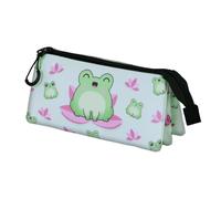 Oh My Pop Froggy-Estuche Portatodo Triple, Turquesa, 23 x 11 cm