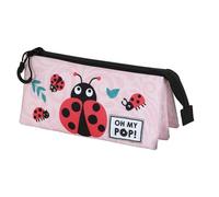 Oh My Pop! Ladybug-Estuche Portatodo Triple, Rosa, 23 x 11 cm