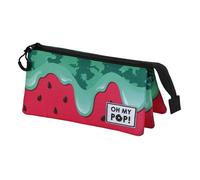 Oh My Pop! Melty Melon-Estuche Portatodo Triple, Verde, 23 x 11 cm