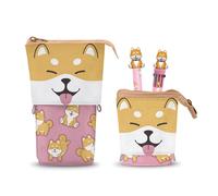 Oh My Pop Shiba-Estuche Portatodo Cute + Bolígrafo de 10 Colores + Bolígrafo de Gel Borrable, Multicolor, 11,5 x 17 cm