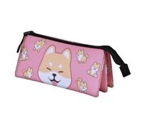 Oh My Pop Shiba-Estuche Portatodo Triple, Rosa, 23 x 11 cm