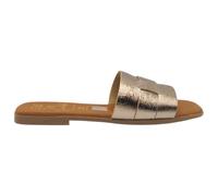 Oh! My Sandals - 5550 Sandalias Planas de Mujer en Piel, Tiras Cruzadas, Sin Talonera, Plantilla de Gel Acolchada, Suela Antideslizante, Tacón Bajo 1cm Mujer Color: Cava Talla: 37
