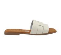 Oh! My Sandals - 5550 Sandalias Planas de Mujer en Piel, Tiras Cruzadas, Sin Talonera, Plantilla de Gel Acolchada, Suela Antideslizante, Tacón Bajo 1cm Mujer Color: Hielo Talla: 38