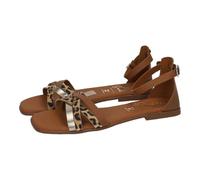 Oh! My Sandals 5554 Sandalias Planas Mujer Piel Color Roble con Tiras Cruzadas y Suela cómoda Mujer Sandalias Roble 36